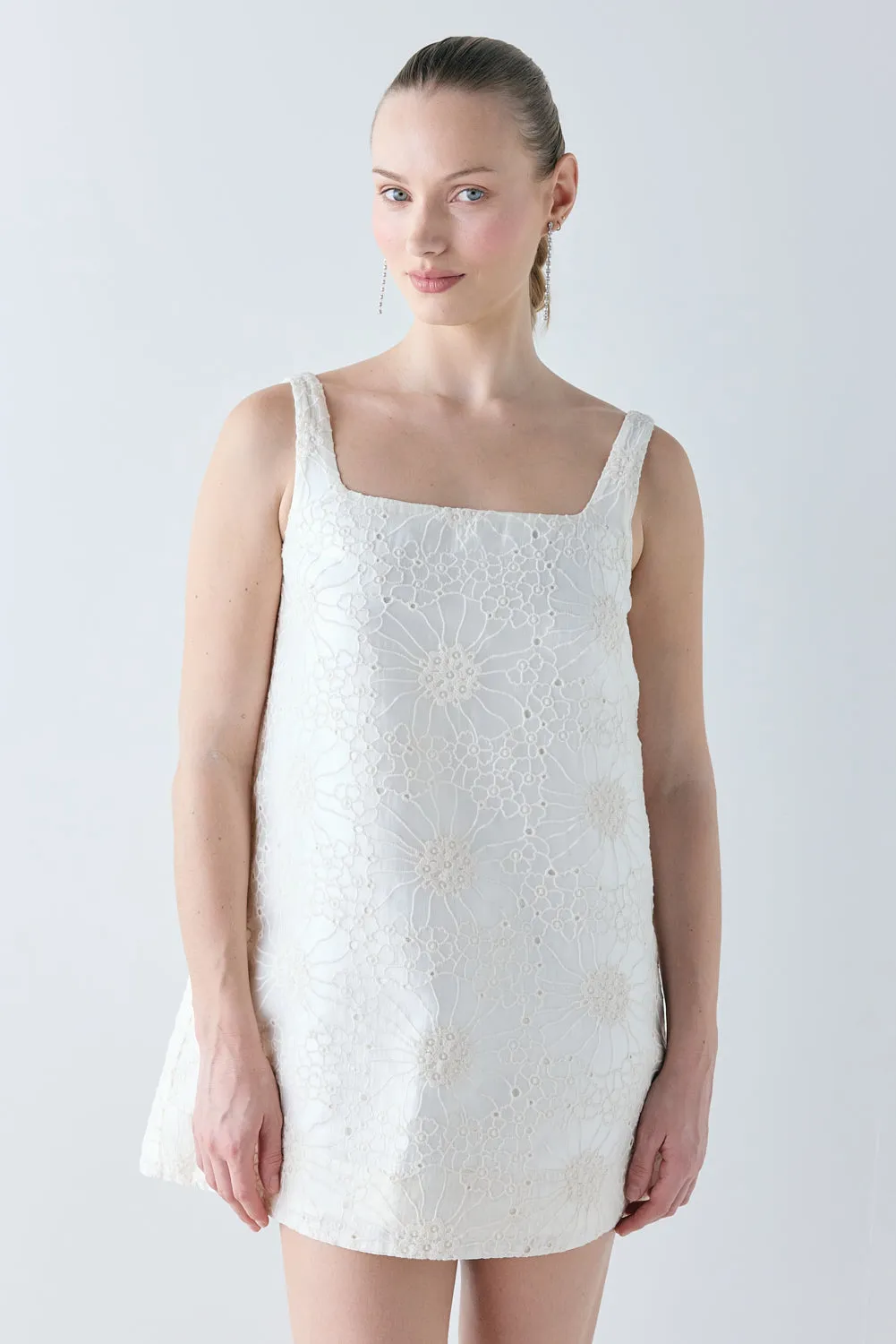 Flora Anglaise Mini Dress Cream sold by Verge Girl product image thumbnail 2