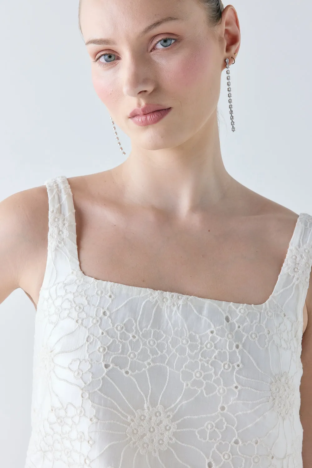 Flora Anglaise Mini Dress Cream sold by Verge Girl product image thumbnail 4