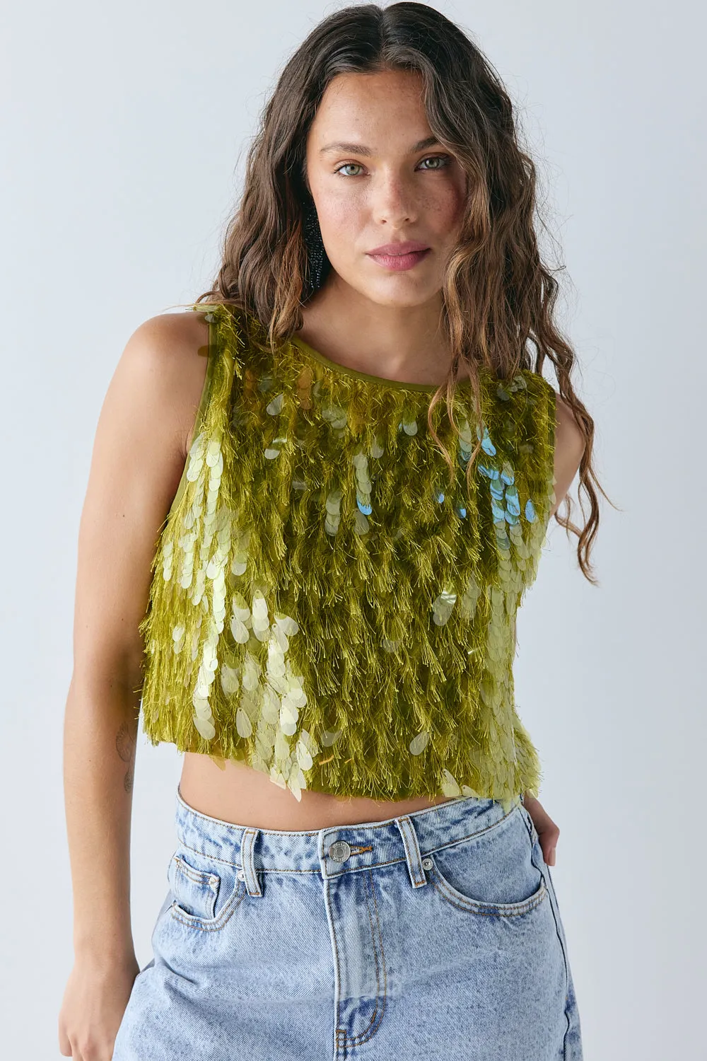 Gwen Sequin Top Chartreuse sold by Verge Girl product image thumbnail 2