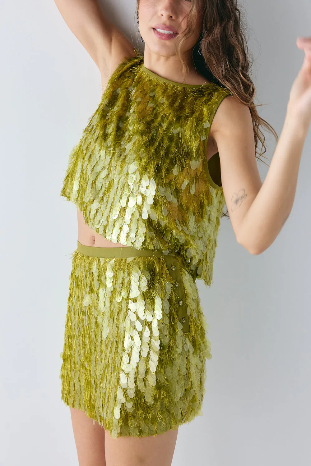 Gwen Sequin Top Chartreuse sold by Verge Girl product image thumbnail 4