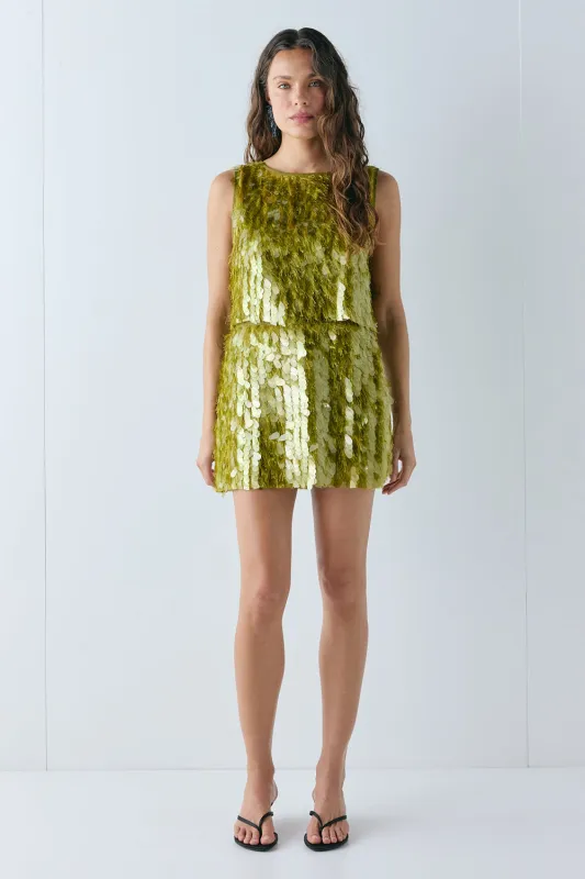Gwen Sequin Top Chartreuse made by Verge Girl