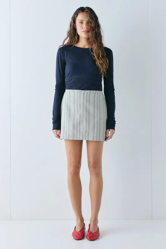 Theo Mini Skirt Grey Stripe made by Verge Girl