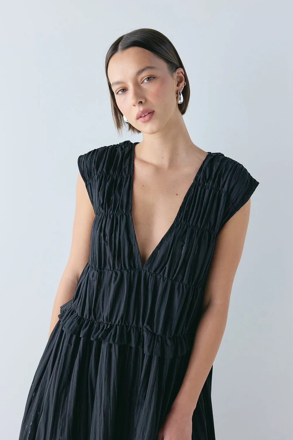 Izabel Maxi Dress Black Sheer Stripe sold by Verge Girl product image thumbnail 4