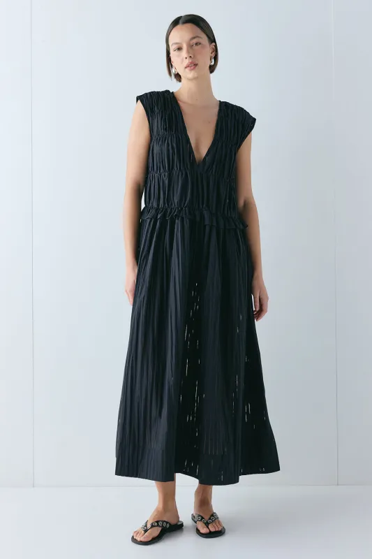 Izabel Maxi Dress Black Sheer Stripe made by Verge Girl