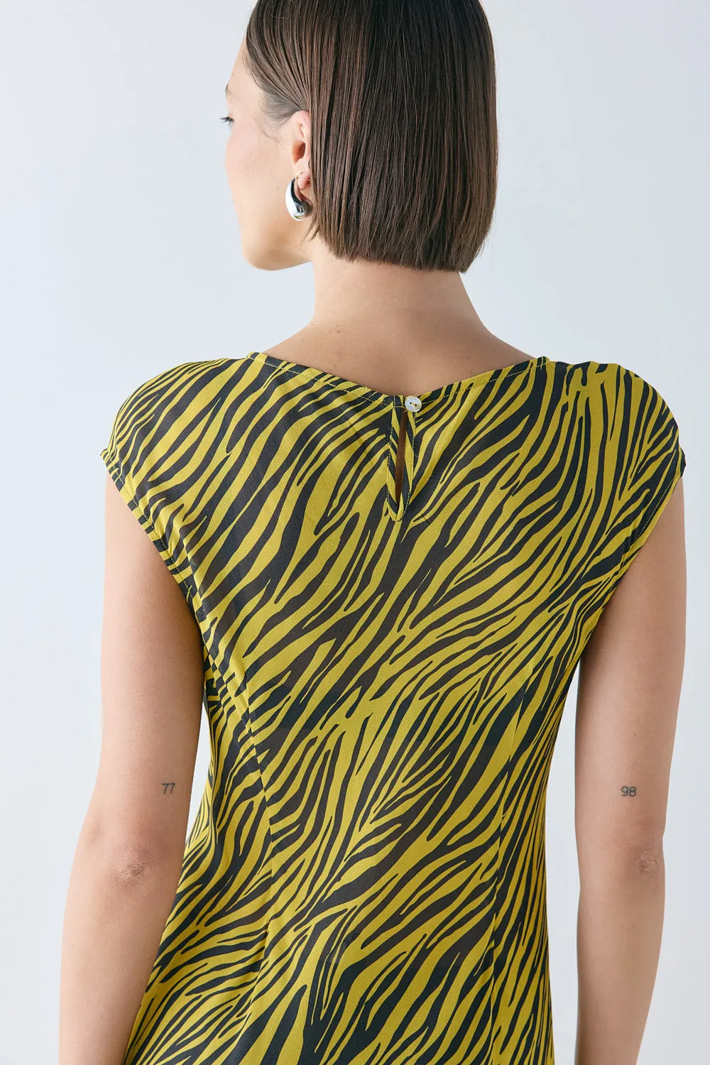 Yuri Sheer Midi Dress Yellow Tiger sold by Verge Girl product image thumbnail 4