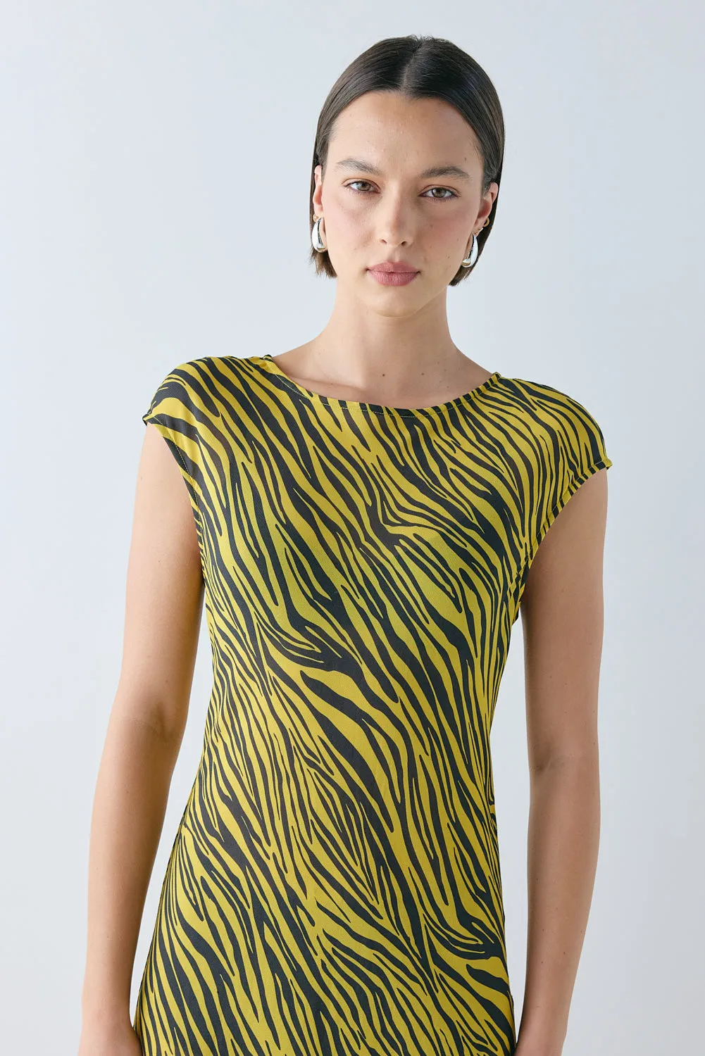 Yuri Sheer Midi Dress Yellow Tiger sold by Verge Girl product image thumbnail 2
