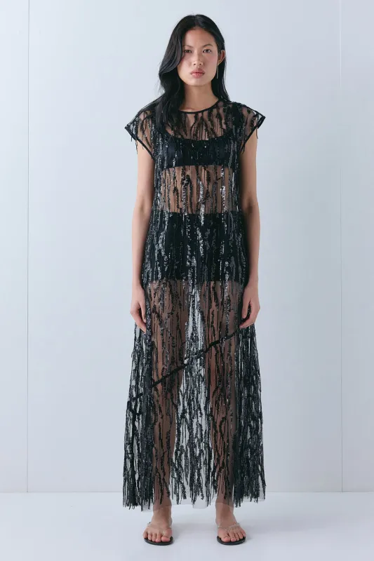 Grace Sequin Maxi Dress Black made by Verge Girl