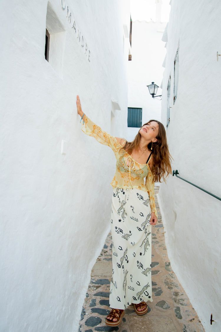 Cosmic Bias Cut Maxi Skirt Cream sold by Verge Girl product image thumbnail 3