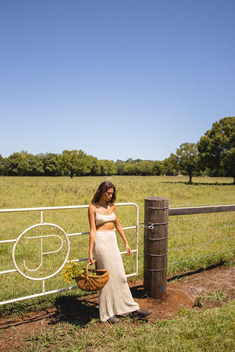 VRG GRL City Of Stars Knit Midi Skirt // Cream sold by Verge Girl product image thumbnail 6