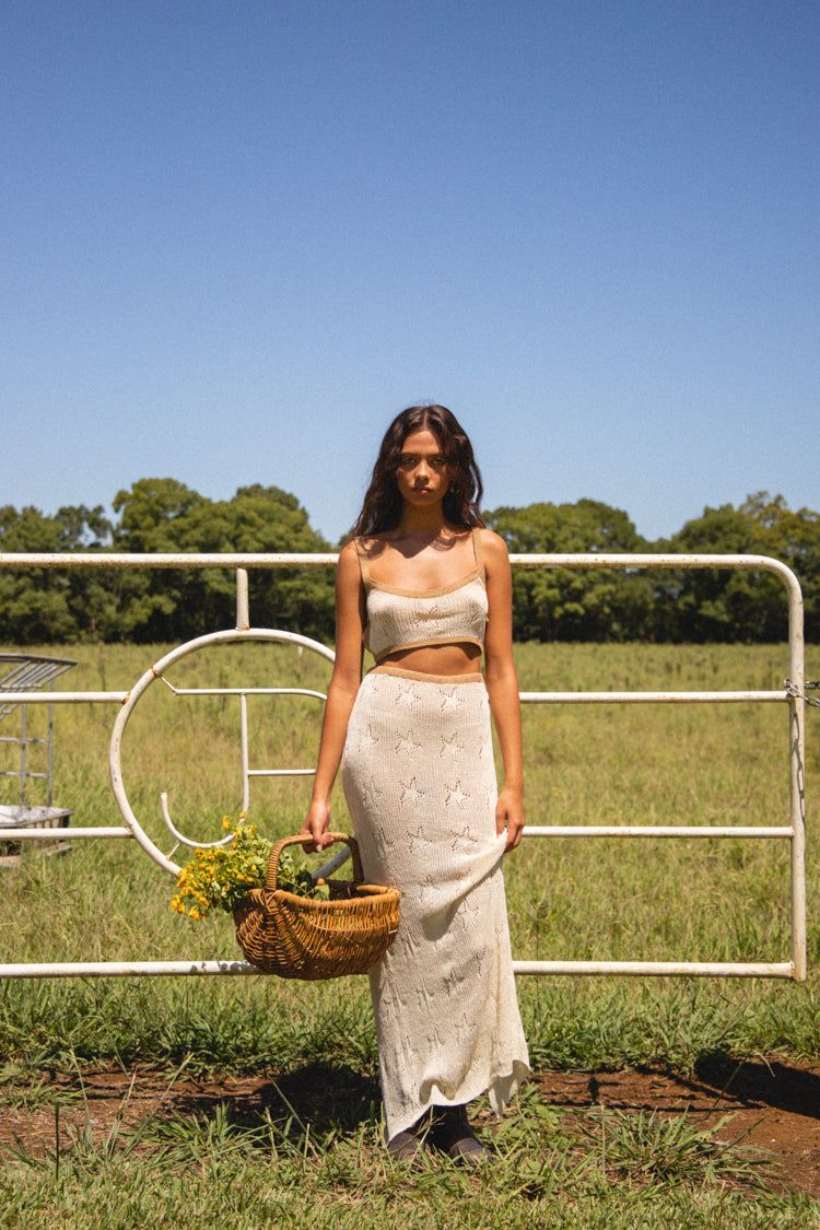 VRG GRL City Of Stars Knit Midi Skirt // Cream sold by Verge Girl product image thumbnail 8