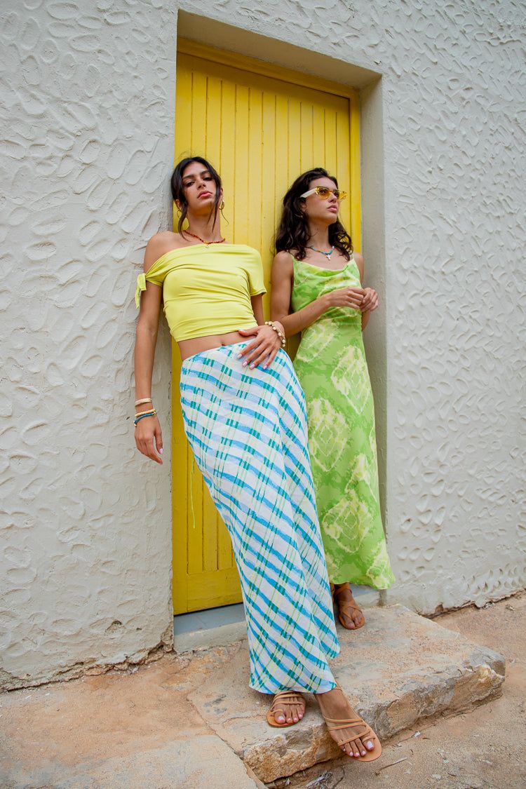 VRG GRL Holiday State Of Mind Bias Cut Linen Midi Skirt // Isla sold by Verge Girl product image thumbnail 2