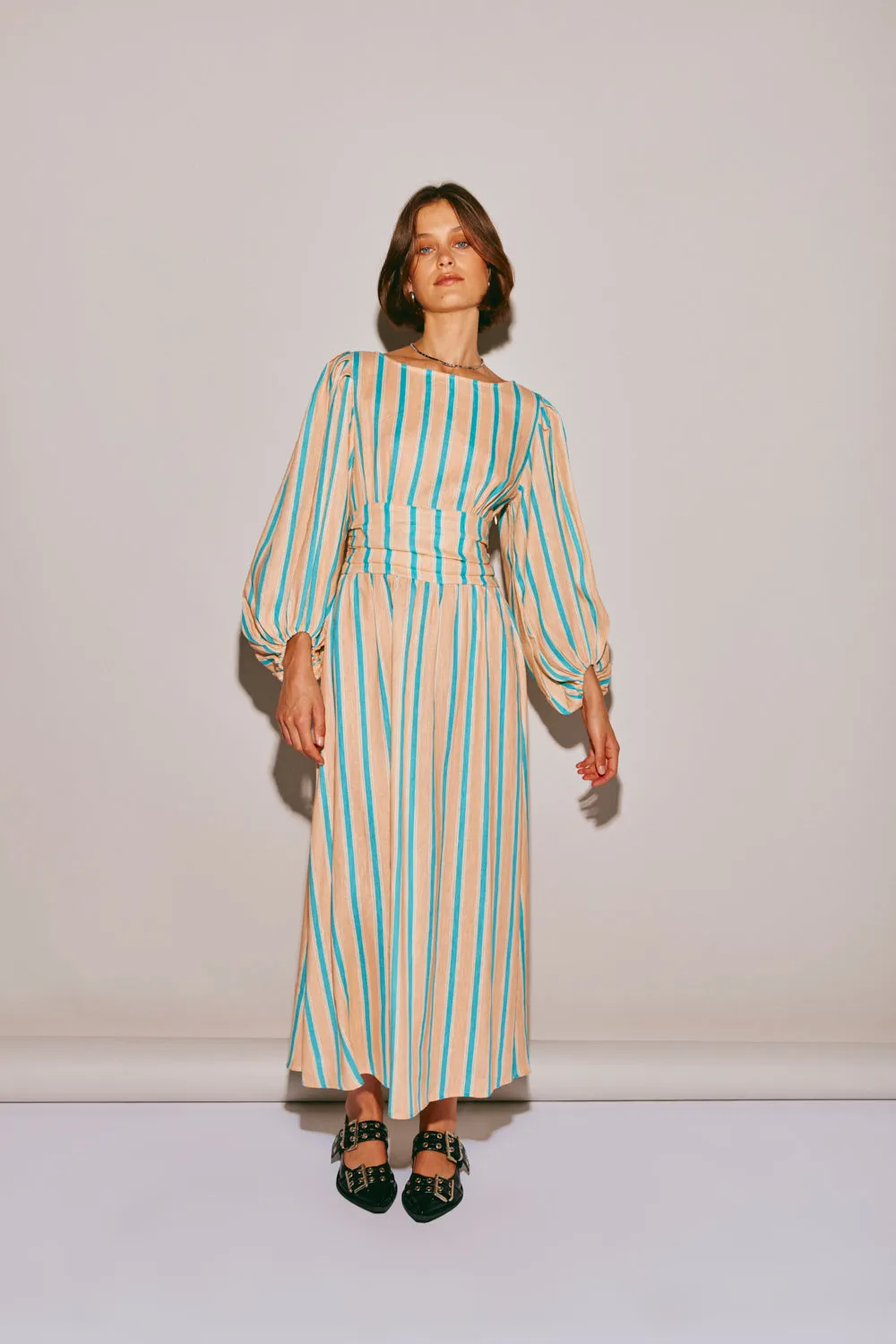 Tularosa Linen Midi Dress Spritz sold by Verge Girl