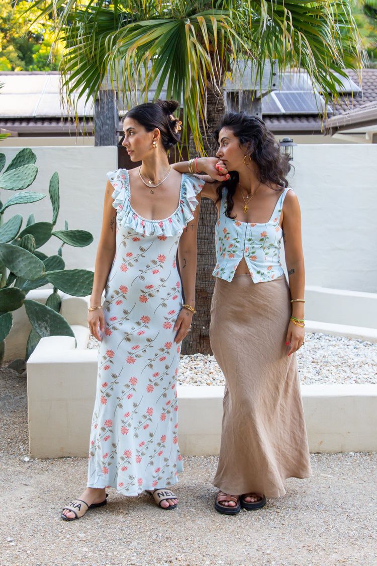 VRG GRL Rosewood Bias Cut Maxi Dress // Floral sold by Verge Girl