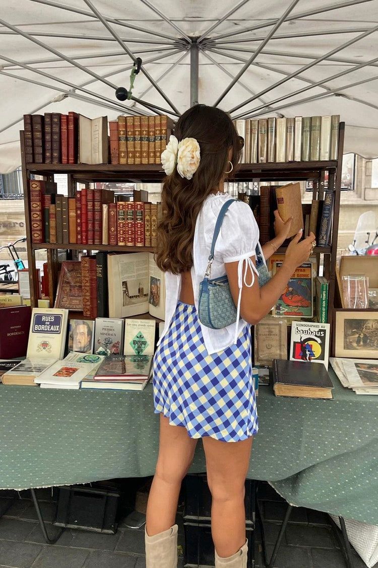 The Way To San Jose Bias Cut Mini Skirt Blue Check sold by Verge Girl product image thumbnail 3