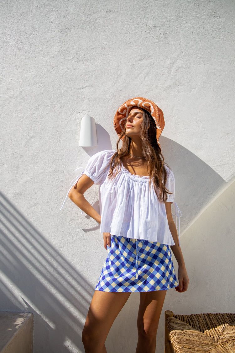 The Way To San Jose Bias Cut Mini Skirt Blue Check sold by Verge Girl product image thumbnail 5