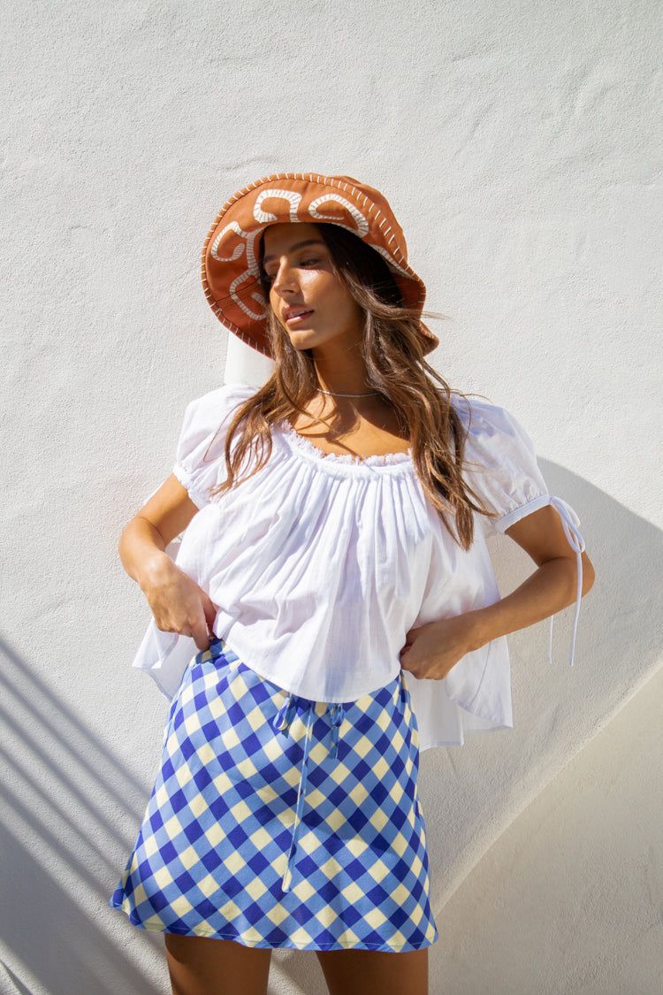 The Way To San Jose Bias Cut Mini Skirt Blue Check sold by Verge Girl product image thumbnail 2