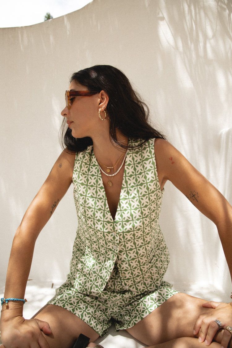 Sun Seeker Linen Vest Sage sold by Verge Girl product image thumbnail 3