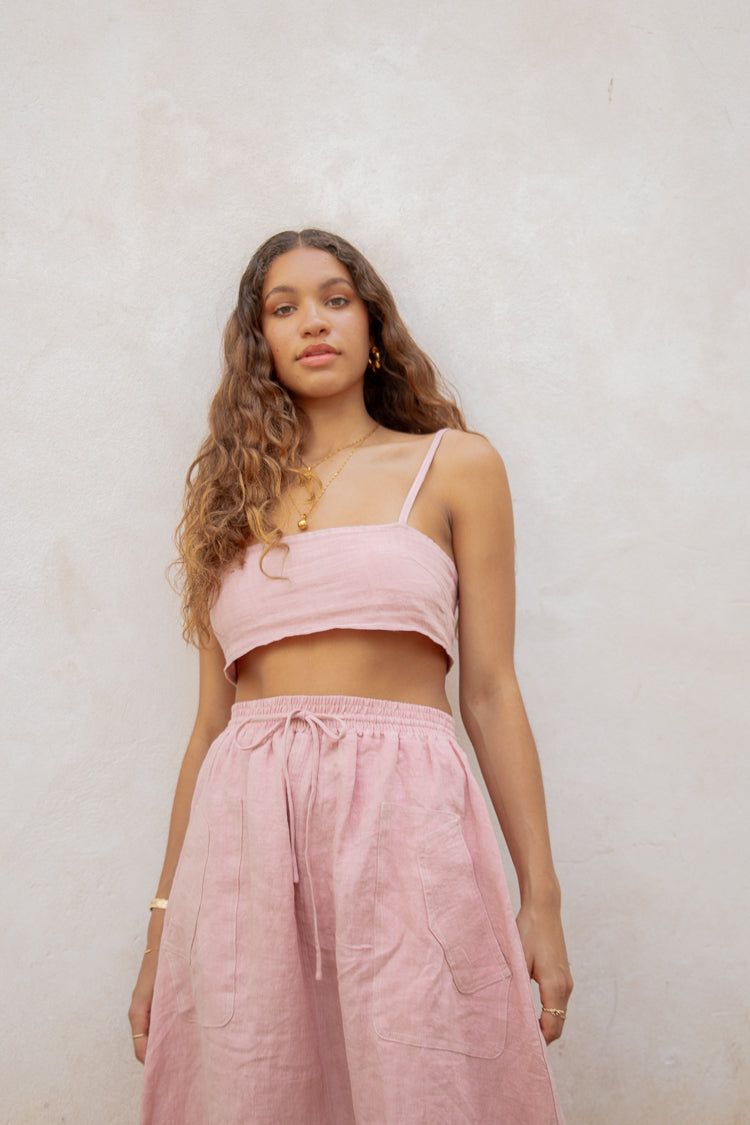 VRG GRL Cariño Linen Crop Top // Blush sold by Verge Girl product image thumbnail 3