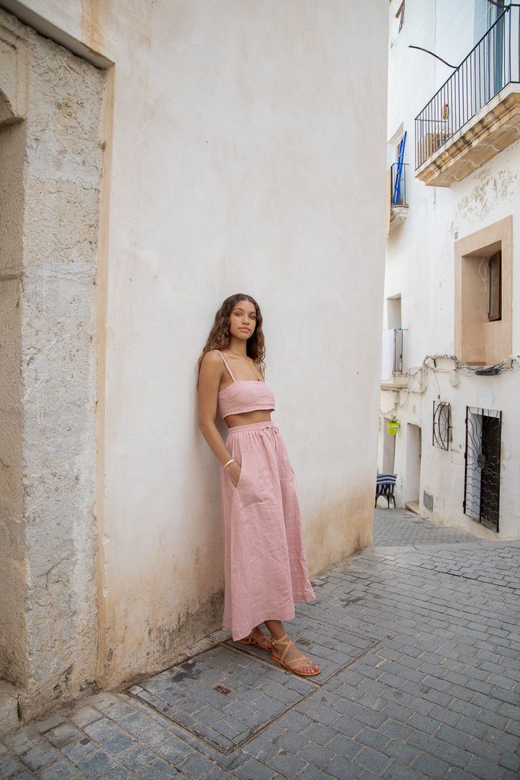 VRG GRL Cariño Linen Crop Top // Blush sold by Verge Girl product image thumbnail 4