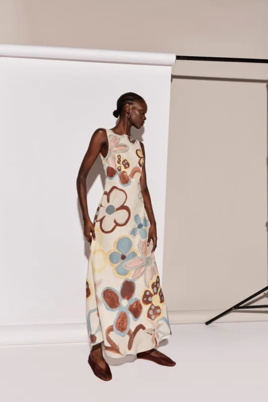 Art Of Bloom Linen Bias Cut Maxi Dress Flower sold by Verge Girl