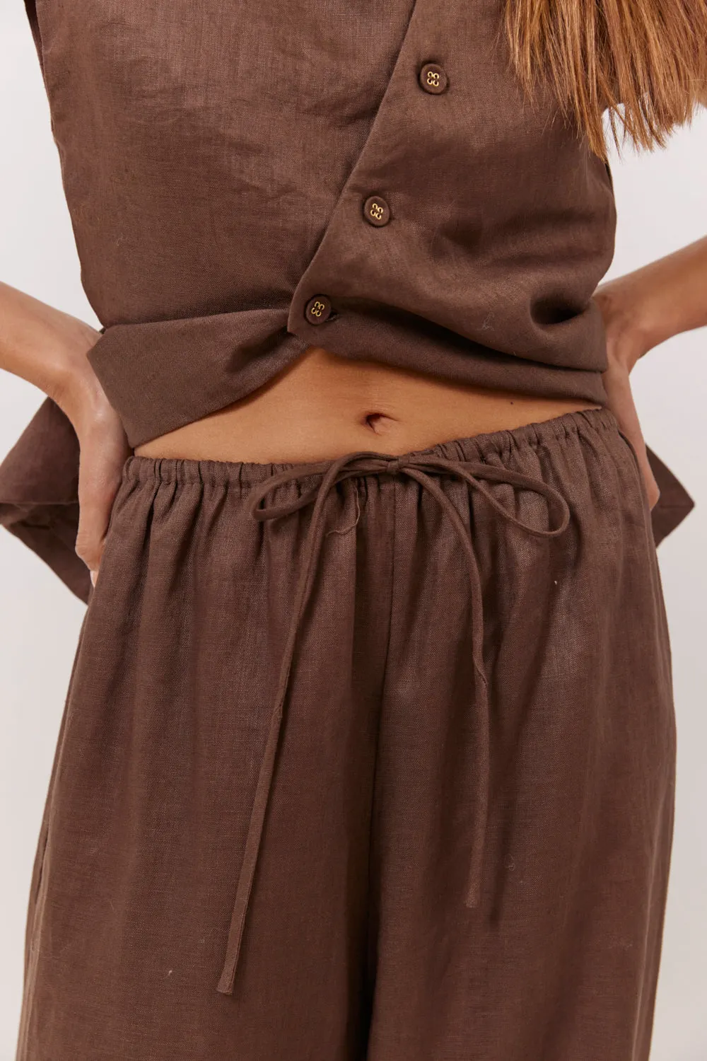 Raya Linen Pants Chocolate sold by Verge Girl product image thumbnail 4