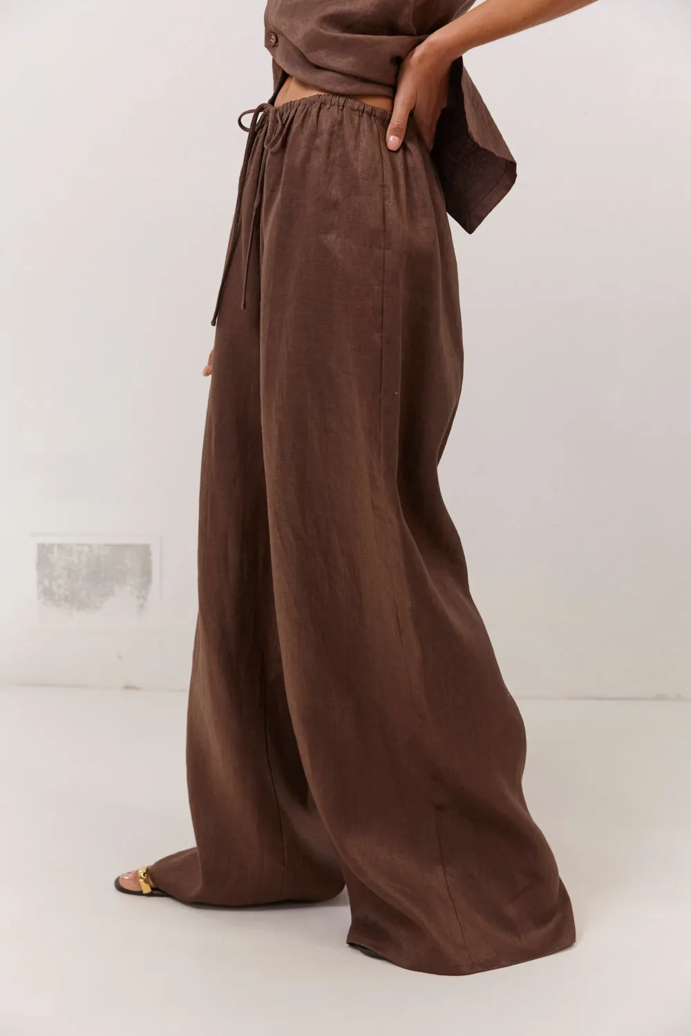 Raya Linen Pants Chocolate sold by Verge Girl product image thumbnail 5