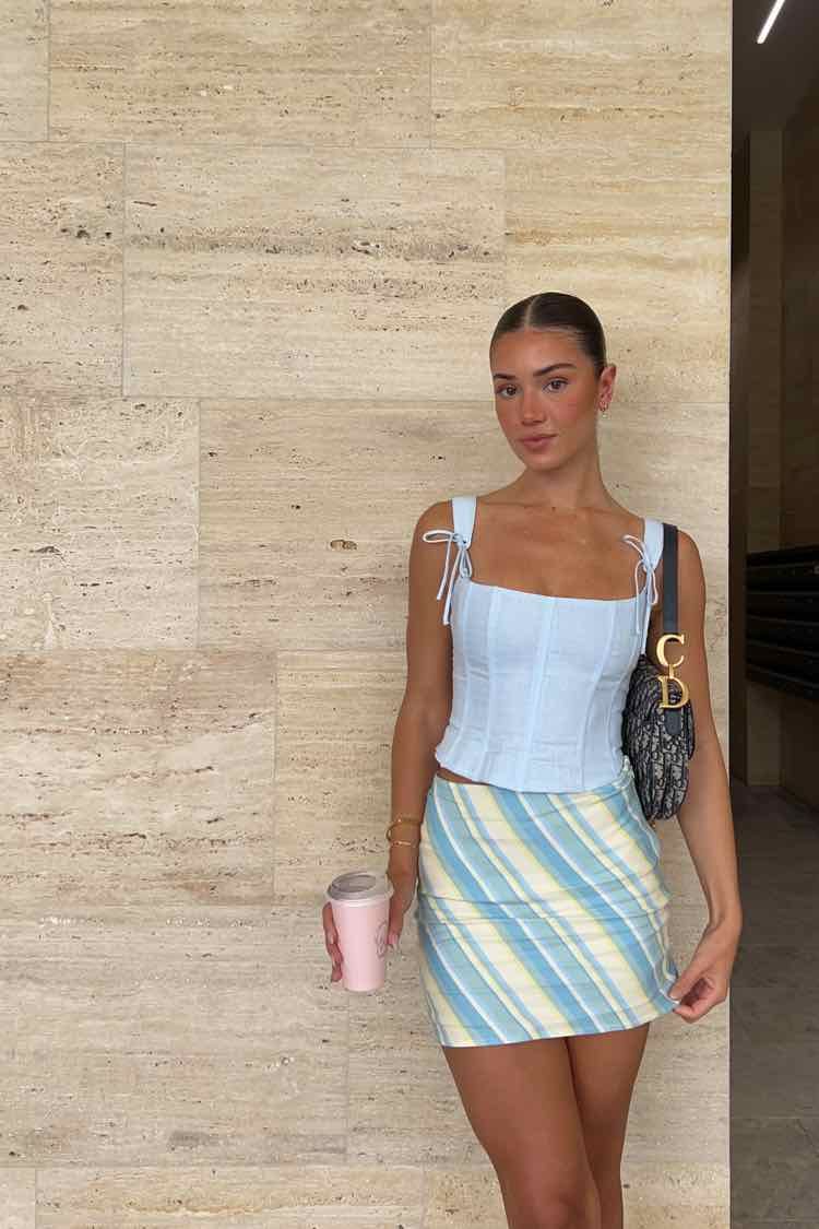 Steal The Moment Linen Corset Top Sky sold by Verge Girl product image thumbnail 4