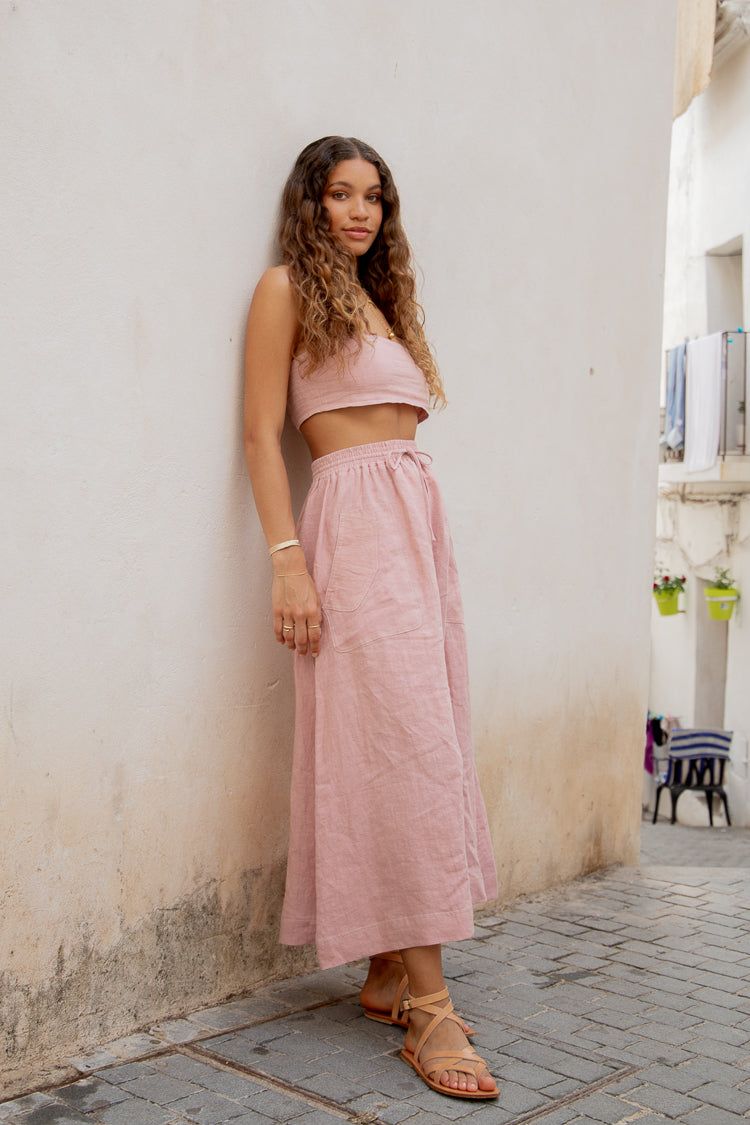 VRG GRL Cariño Linen Midi Skirt // Blush sold by Verge Girl product image thumbnail 7
