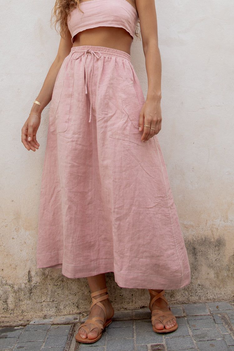 Cariño Linen Midi Skirt Blush sold by Verge Girl product image thumbnail 3