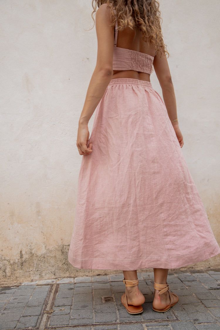 VRG GRL Cariño Linen Midi Skirt // Blush sold by Verge Girl product image thumbnail 8