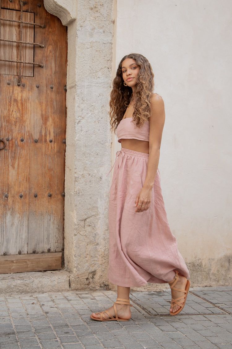 Cariño Linen Midi Skirt Blush sold by Verge Girl product image thumbnail 5