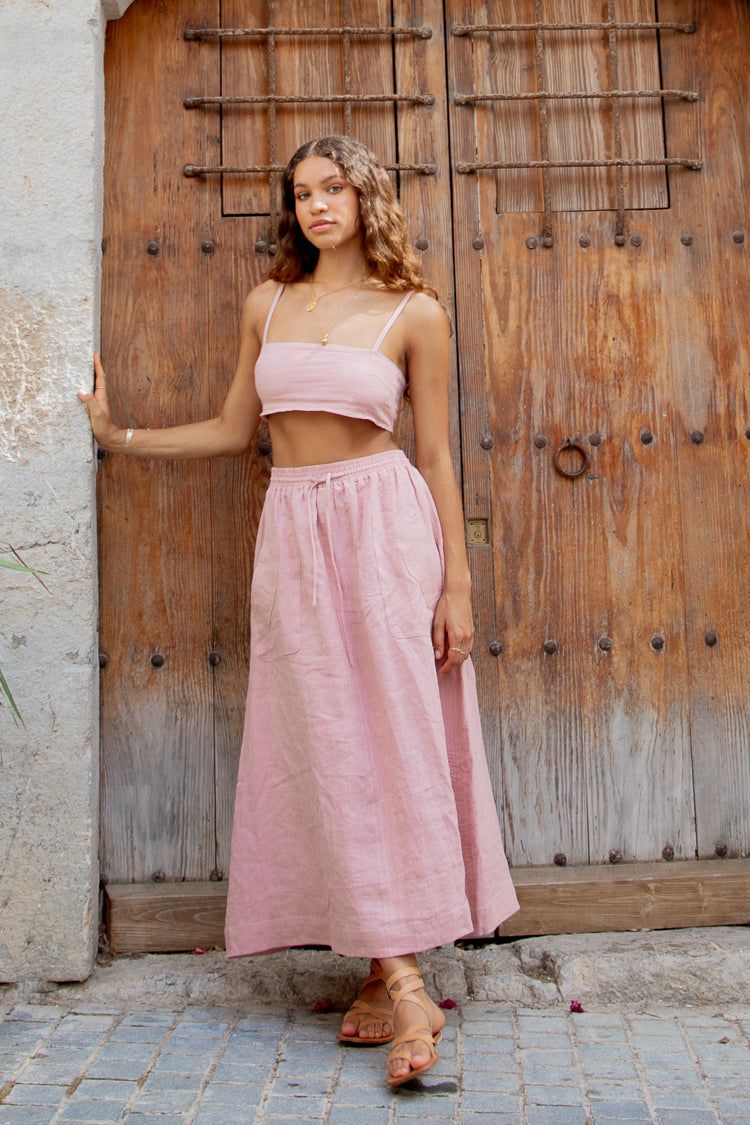 VRG GRL Cariño Linen Midi Skirt // Blush sold by Verge Girl product image thumbnail 6
