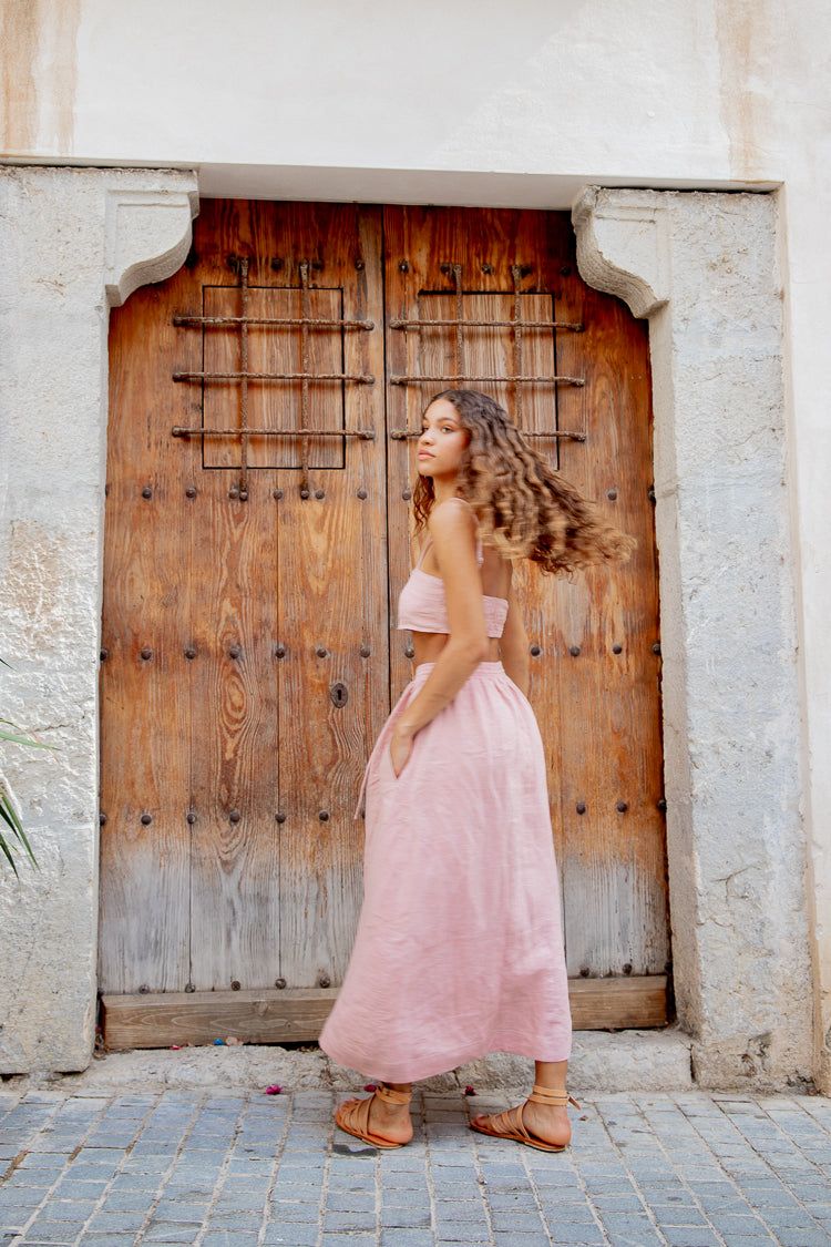 Cariño Linen Midi Skirt Blush sold by Verge Girl product image thumbnail 2