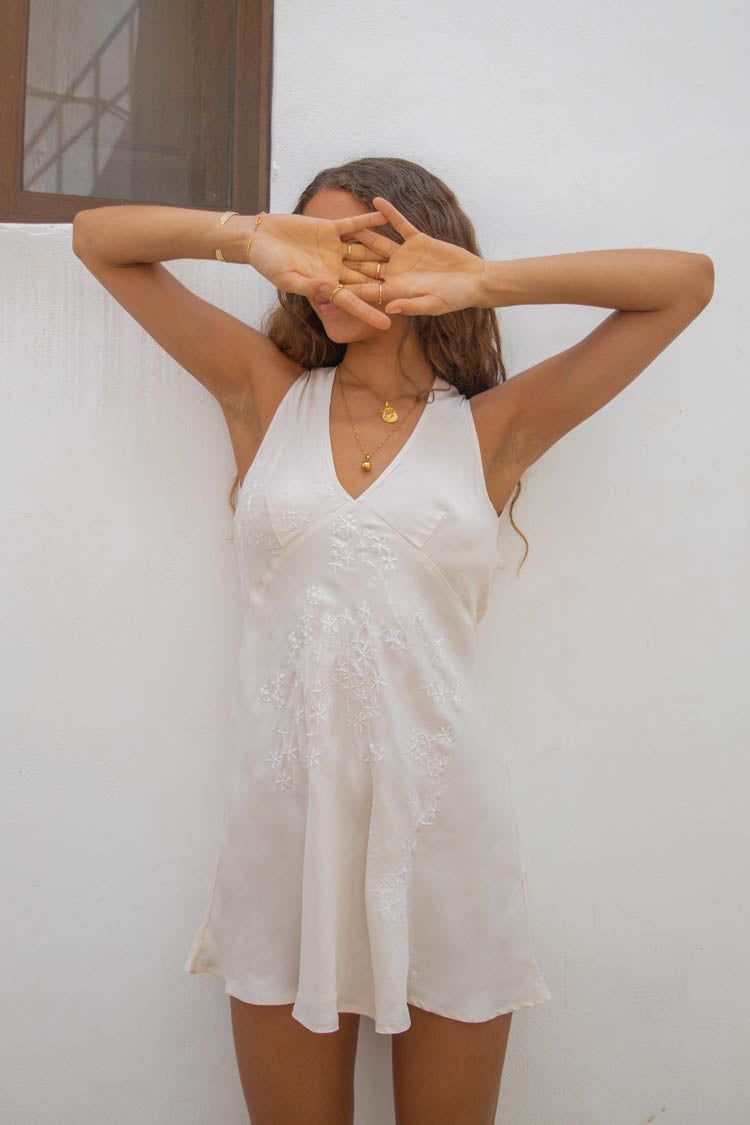 VRG GRL Gardénia Bias Cut Mini Dress // White sold by Verge Girl product image thumbnail 6