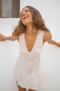 VRG GRL Gardénia Bias Cut Mini Dress // White sold by Verge Girl