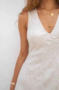 VRG GRL Gardénia Bias Cut Mini Dress // White sold by Verge Girl