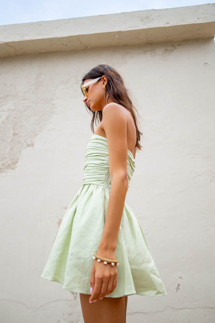 VRG GRL Saint Malo Linen Mini Dress // Sage sold by Verge Girl product image thumbnail 4