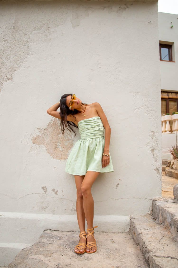 VRG GRL Saint Malo Linen Mini Dress // Sage sold by Verge Girl product image thumbnail 7