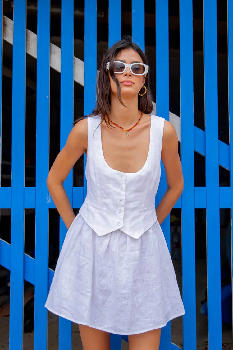 Ma Cherie Linen Mini Dress White sold by Verge Girl product image thumbnail 5