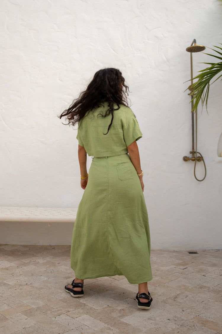 Baja Linen Midi Skirt Green sold by Verge Girl product image thumbnail 3