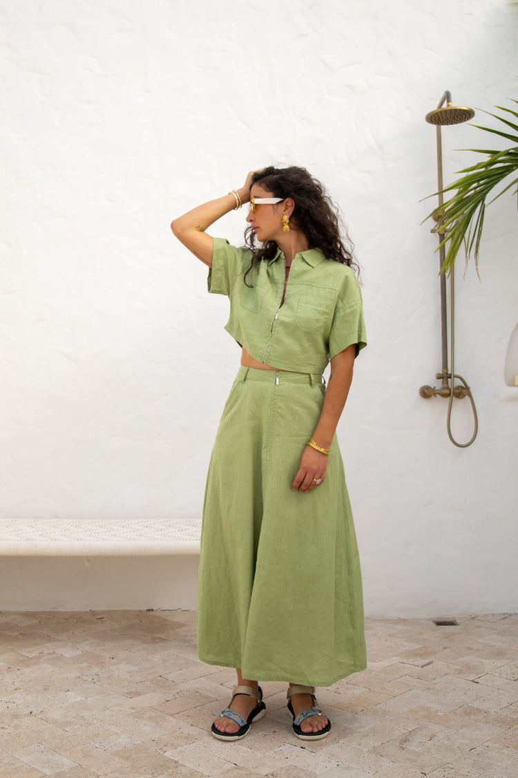 Baja Linen Midi Skirt Green sold by Verge Girl product image thumbnail 2