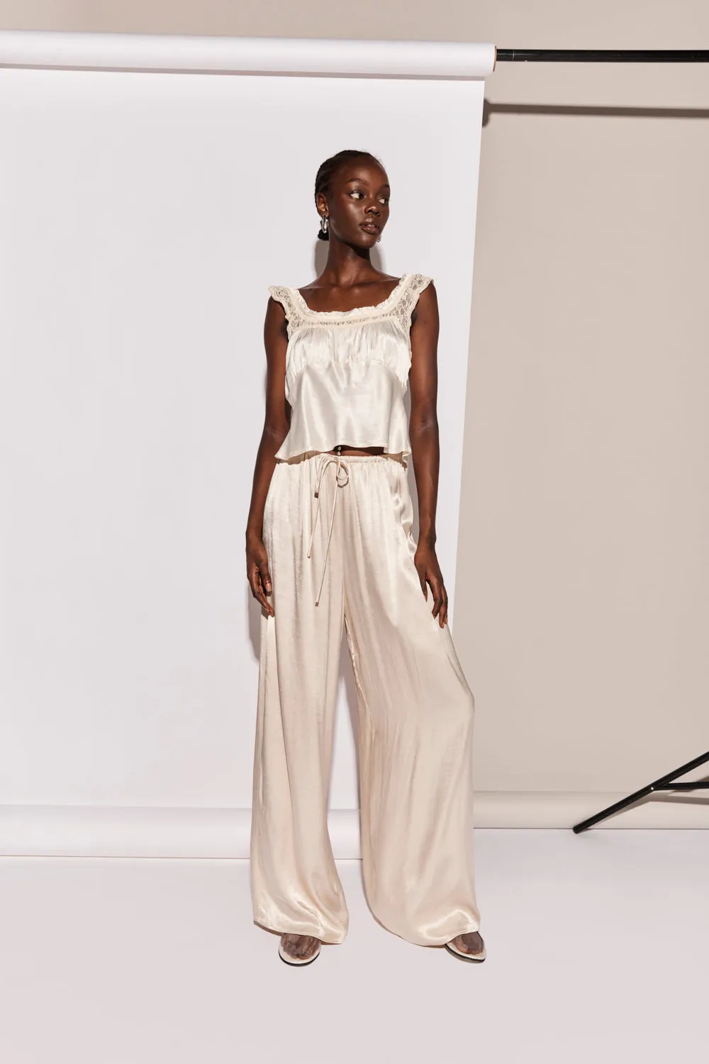 Merci Satin Pants Champagne sold by Verge Girl