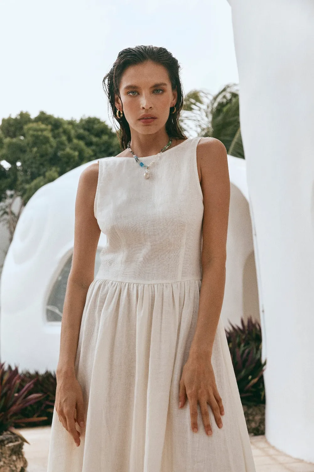 Kara Linen Midi Dress White sold by Verge Girl product image thumbnail 5