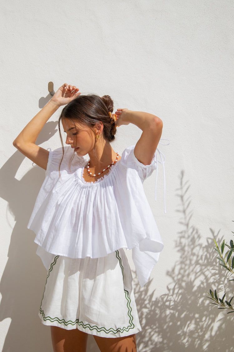 The Sea & I Linen Shorts Green Swirl sold by Verge Girl product image thumbnail 3