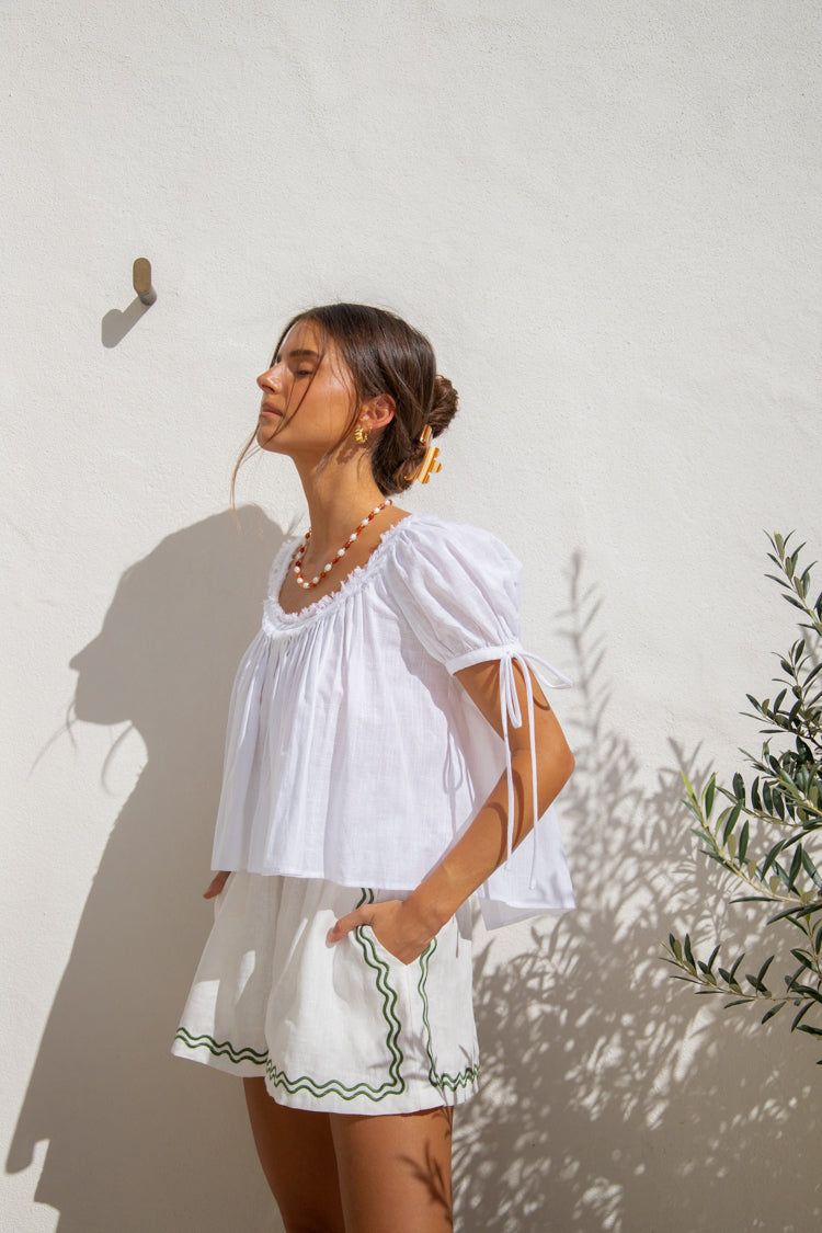 The Sea & I Linen Shorts Green Swirl sold by Verge Girl product image thumbnail 5