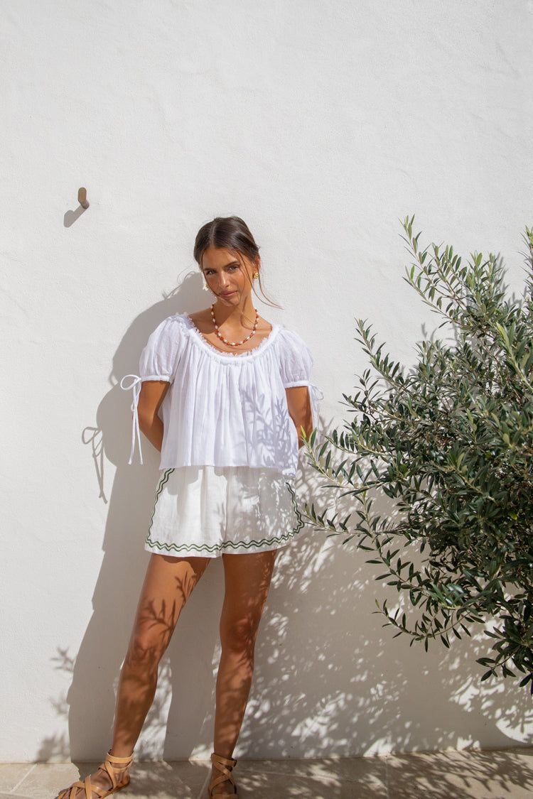 The Sea & I Linen Shorts Green Swirl sold by Verge Girl product image thumbnail 4