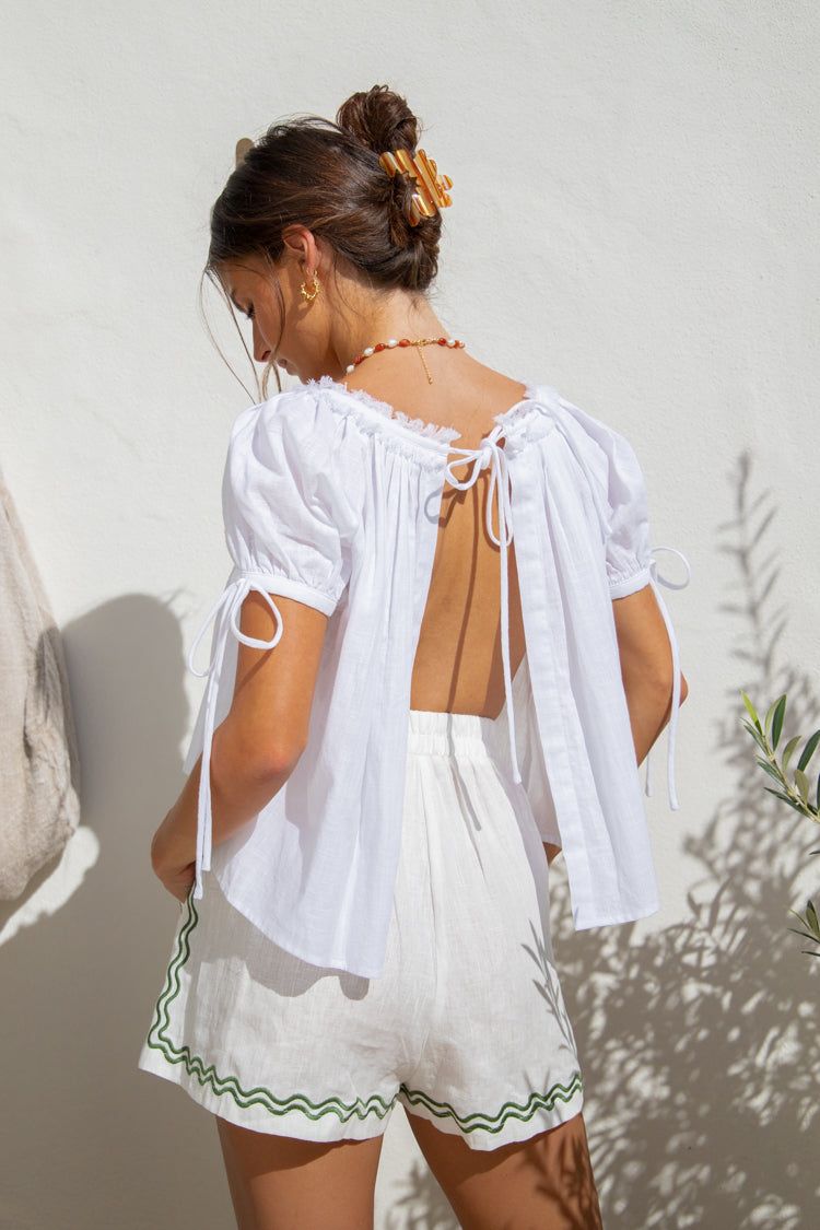 The Sea & I Linen Shorts Green Swirl sold by Verge Girl product image thumbnail 2