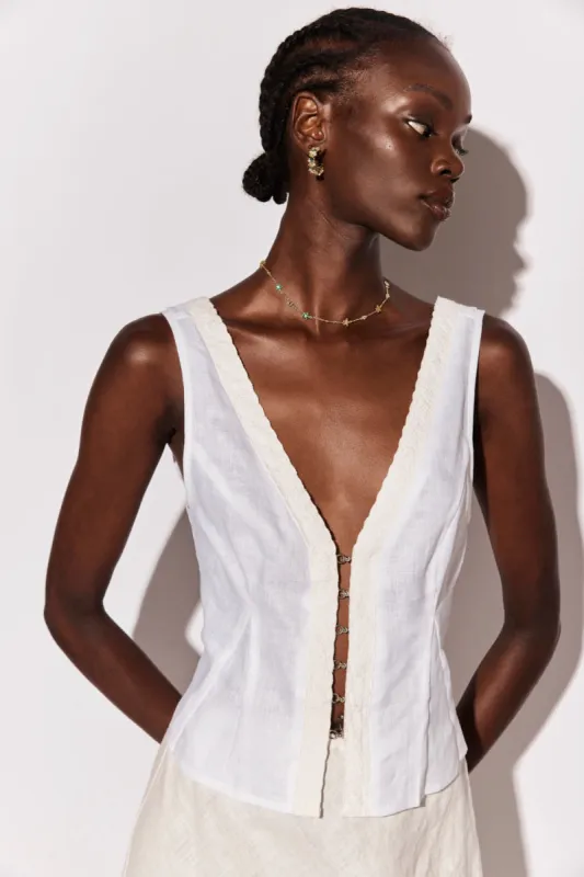 Allegra Linen Top White sold by Verge Girl