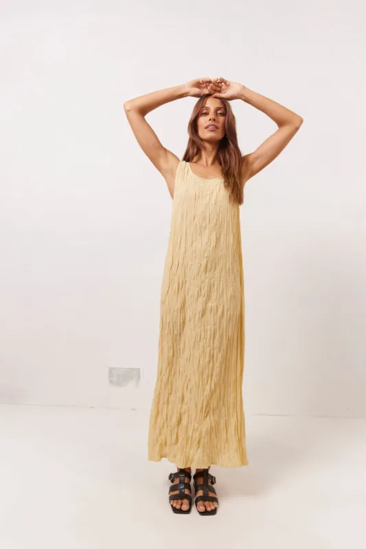 Cate Smock Midi Dress Butter sold by Verge Girl