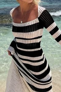 VRG GRL Work Of Art Crochet Maxi Dress // Black Stripe sold by Verge Girl